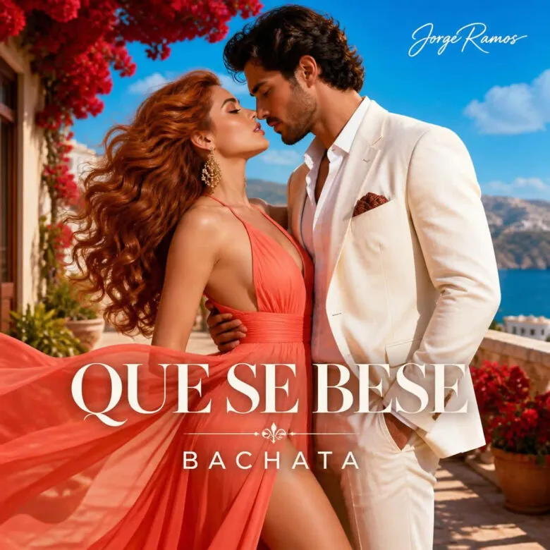 Portada “Que Se Bese”: escena nocturna intensa con luz baja y contraste cálido; dos siluetas a centímetros, miradas tensas y gesto a punto de besarse; tipografía audaz y mood prohibido y sensual.