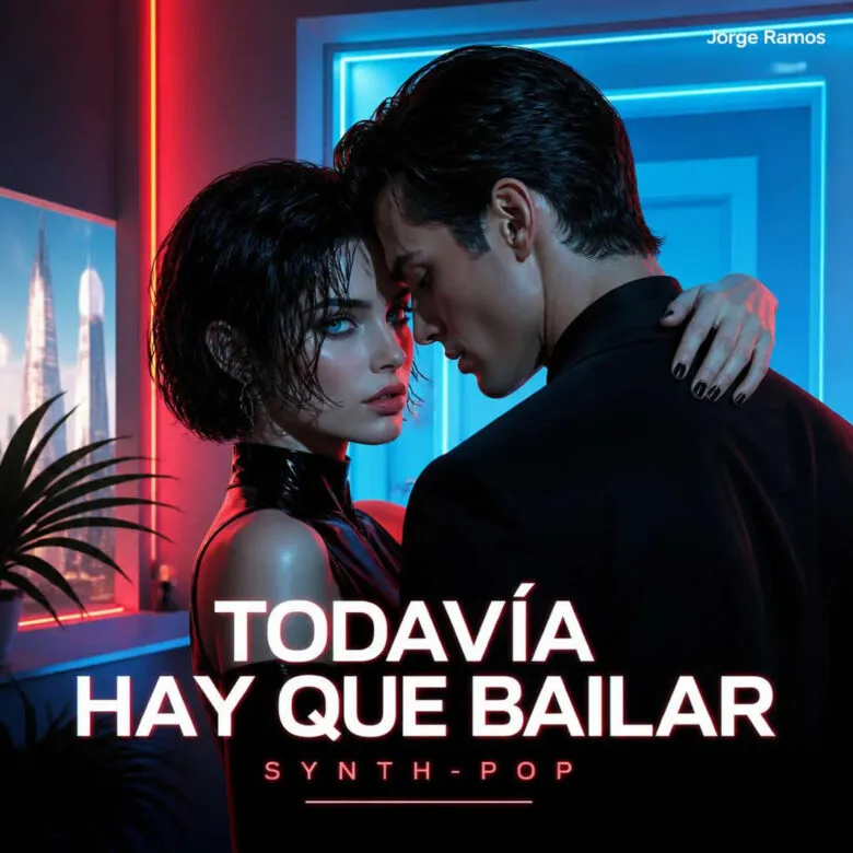 Portada pareja compartiendo una noche íntima con dos copas, luces de ciudad, sensación de baile privado